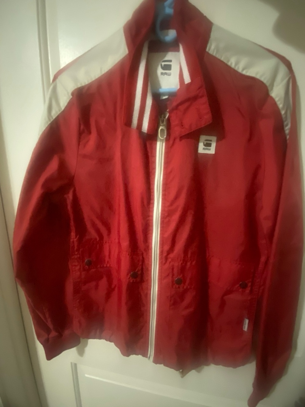 G-Star Red and White Men's Bomber Jacket